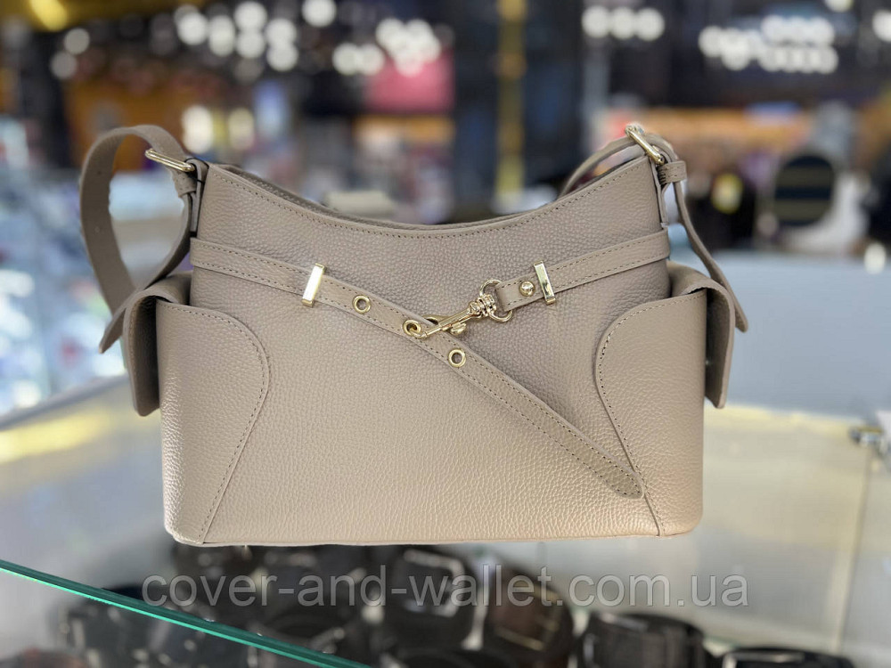 Стильная женская сумка через плечо из натуральной кожи (тауп) Virginia Conti Киев - изображение 2