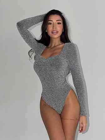 Жіночий стильний привабливий боді пушап трикотаж люрекс Сірий, 42/44 Одеса