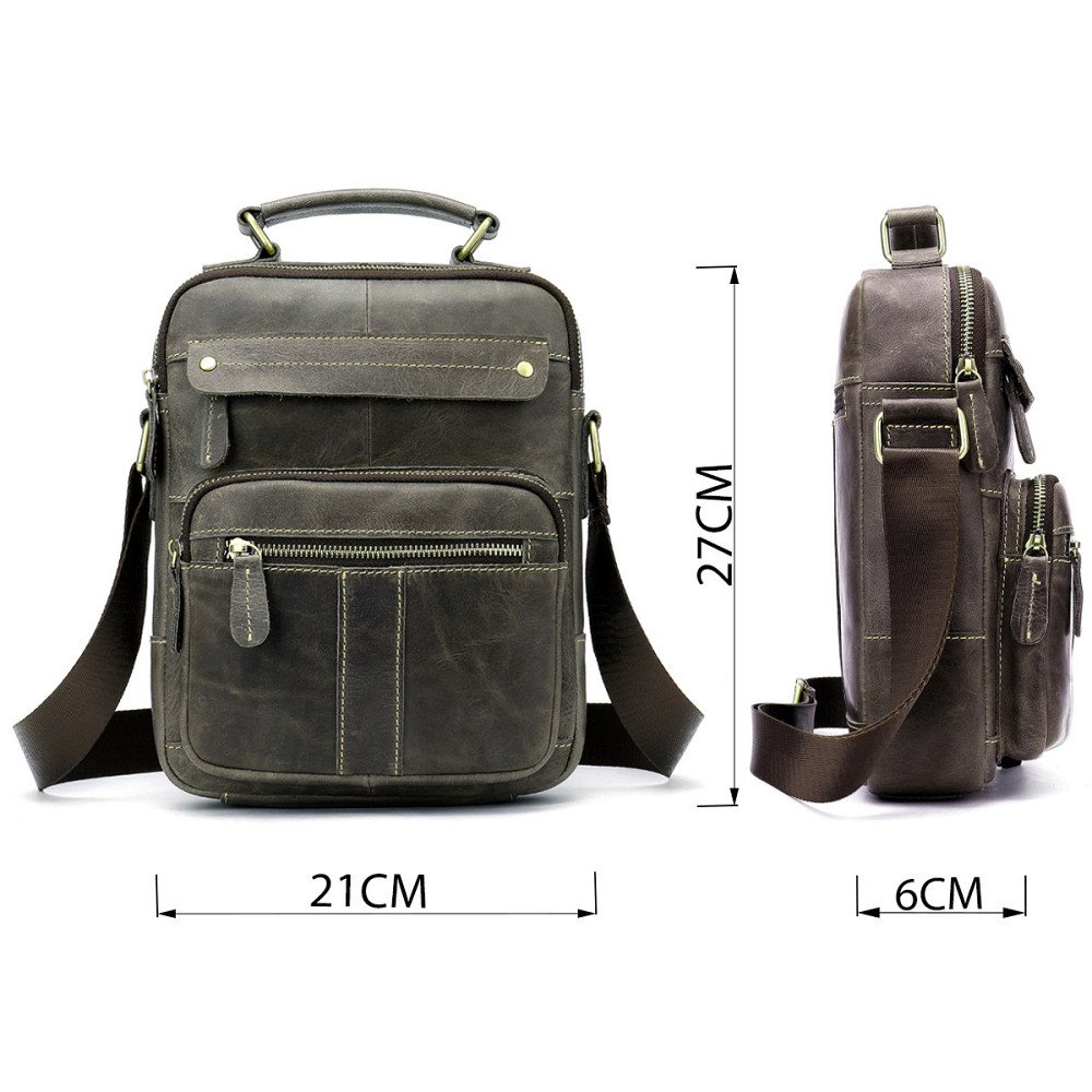 Сумка чоловіча вертикальна шкіряна Сіра (Vintage) Київ - фото 7