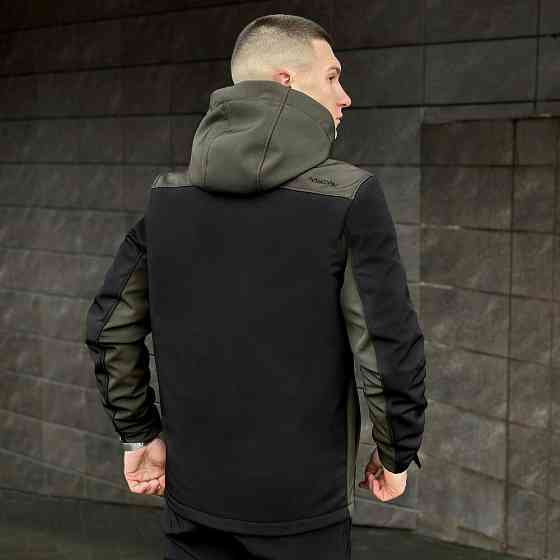 Софтшелл куртка мужская XL черный с хаки Pobedov Setup Киев