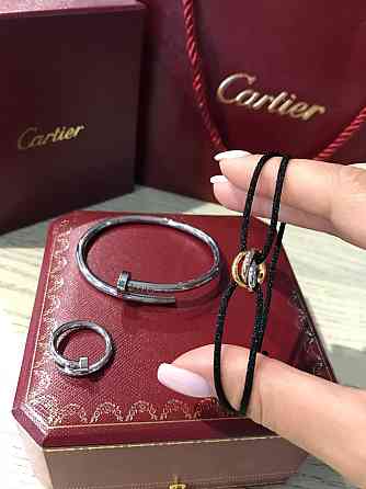 Cartier комплект: Браслет цвях і кільце цвяхів, біле золото. Подарунок шовкова нитка (відтінок за готівкою) Одеса