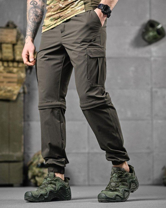 Стрейчові літні тактичні штани-шорти PARADOX олива ДЛ6298 Одеса - фото 16