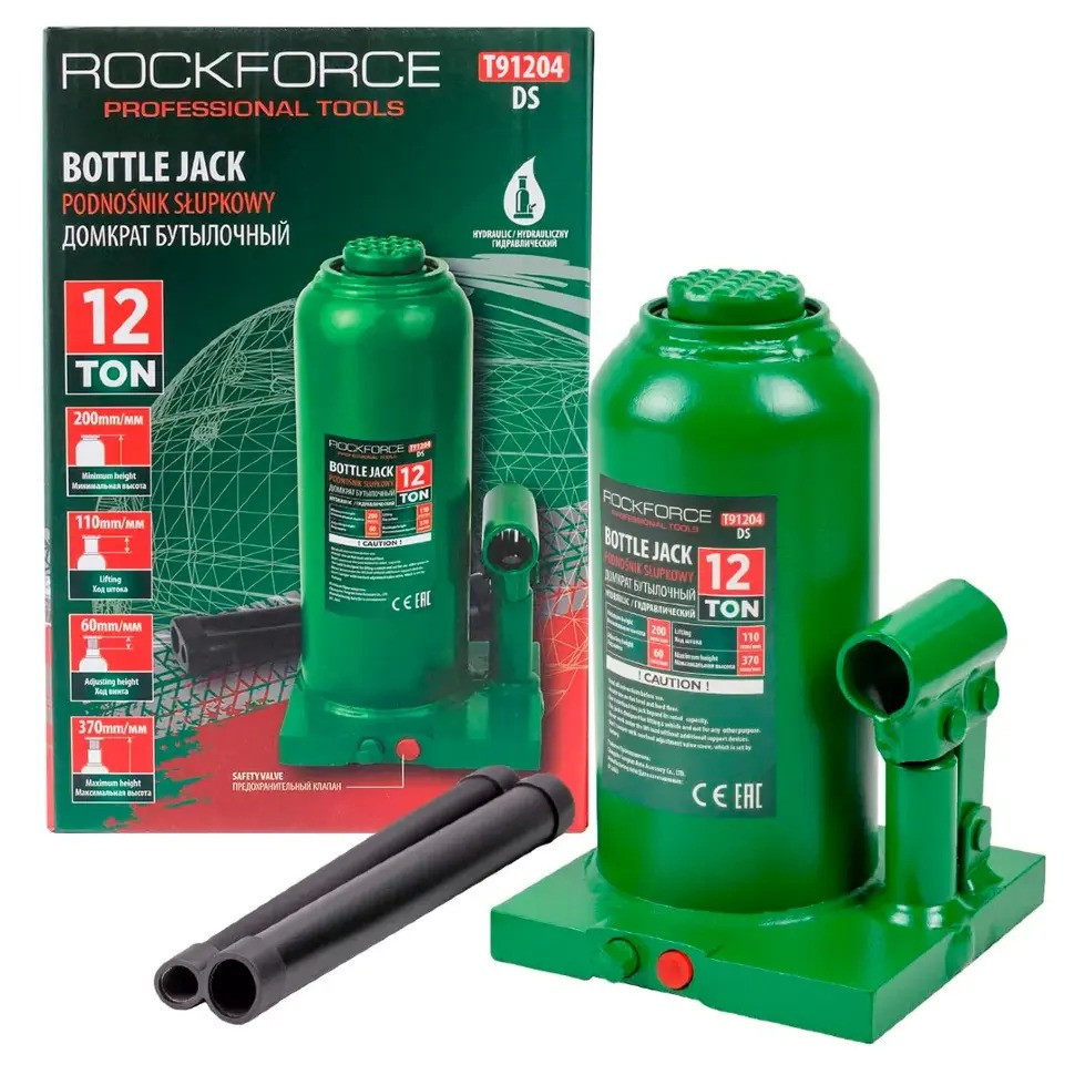 Домкрат 12т пляшковий (200-370мм)ROCKFORCE RF-T91204 DS Одесса - изображение 1