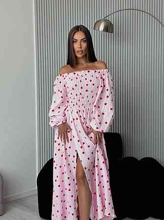 Жіноче романтичне легке максіплаття із серцем муслін 100% бавовна Рожевий, 46/48 Одеса