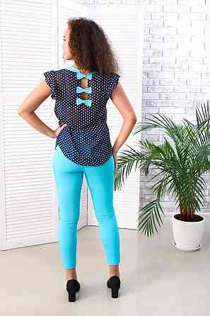 Жіночий брючний костюм «Трініті» оптом | Норма | Розпродаж моделі Блакитний, 46 Київ