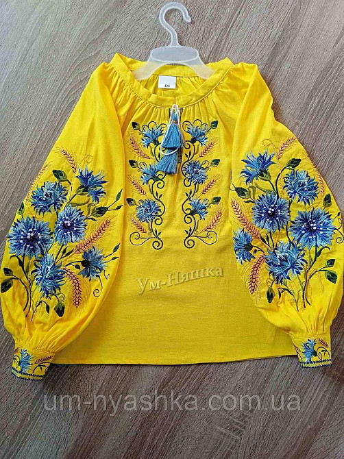 Дитяча вишиванка лляна з волошками та колосками Василина Кривий Ріг - фото 5