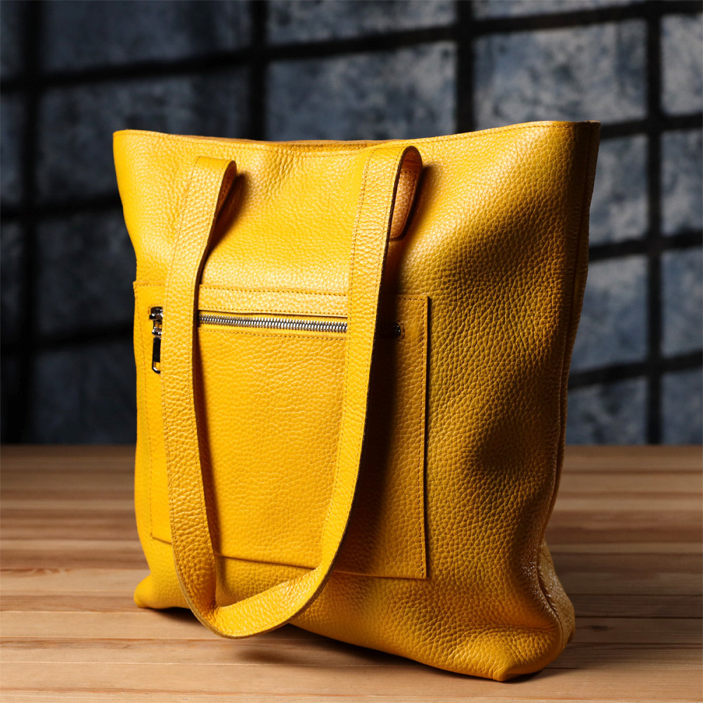 Місткий жіночий шоппер із натуральної шкіри Shvigel sale_15156 Жовтий Київ - фото 7