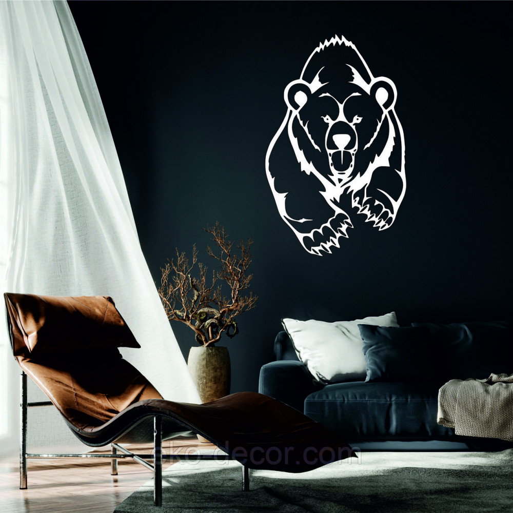 Декоративне настінне Панно «Ведмідь» Декор на стену 110*70 см, Білий Київ - фото 1