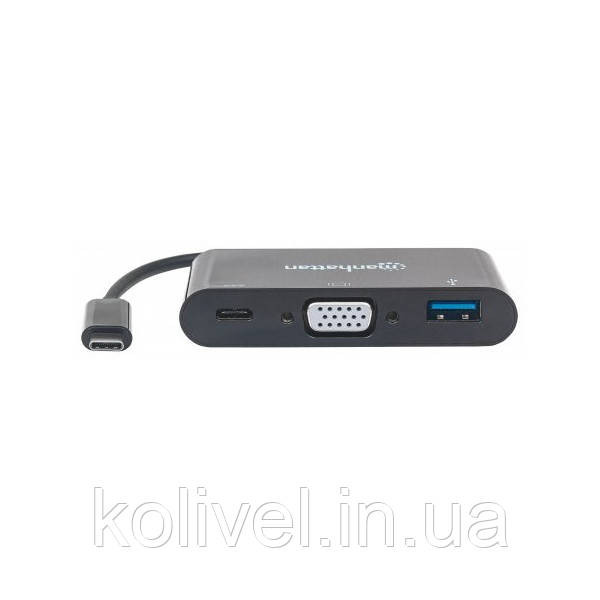 Док-станція USB3.1 Type-C --> USB3.0/VGA/USB-C (F) black Manhattan (152044) Київ - фото 5