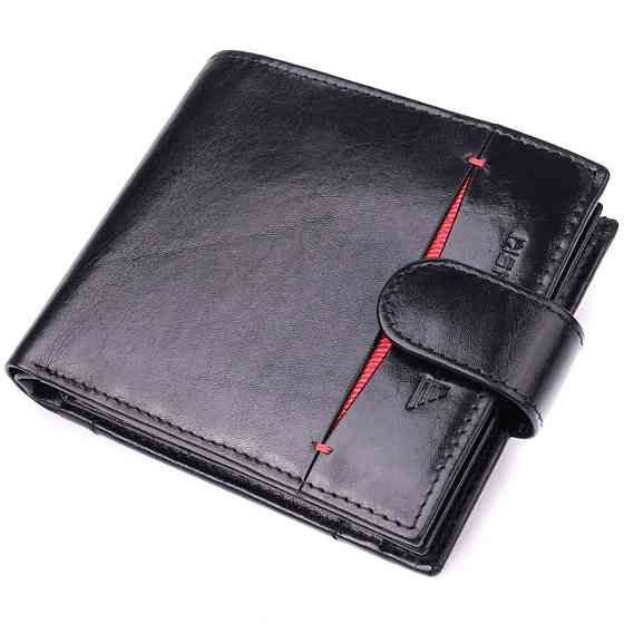 Люксовый мужской бумажник из натуральной глянцевой кожи Vintage sale_15110 Черный Киев