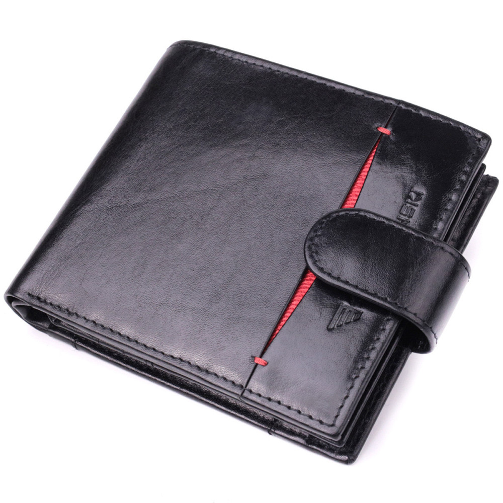 Люксовий чоловічий гаманець із натуральної глянсової шкіри Vintage sale_15110 Чорний Київ - фото 1