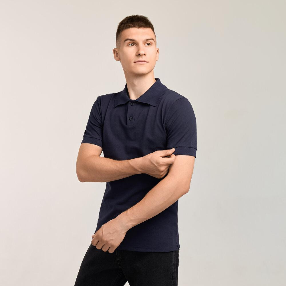 Темно-синее нави мужское классическое поло на пуговицах Pobedov. Футболка поло Pobedov Royal синяя Киев - изображение 3