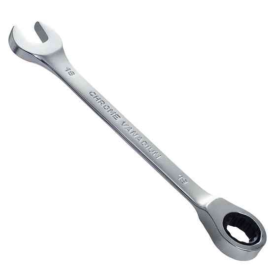 Ключ рожково-накидный трещеточный 18мм CrV satine SIGMA (6022181) Ровно