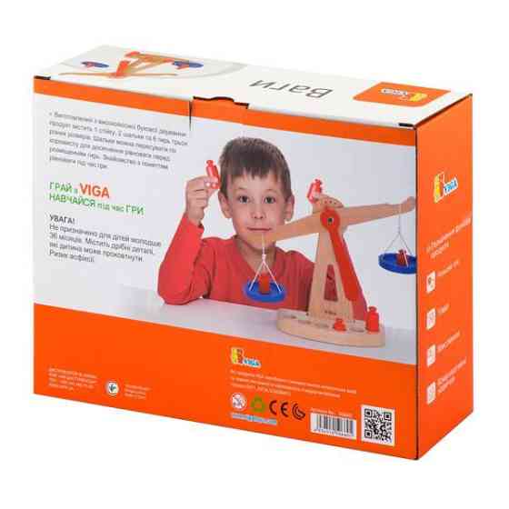 Деревянные учебные весы Viga Toys с гирями (50660) Харьков