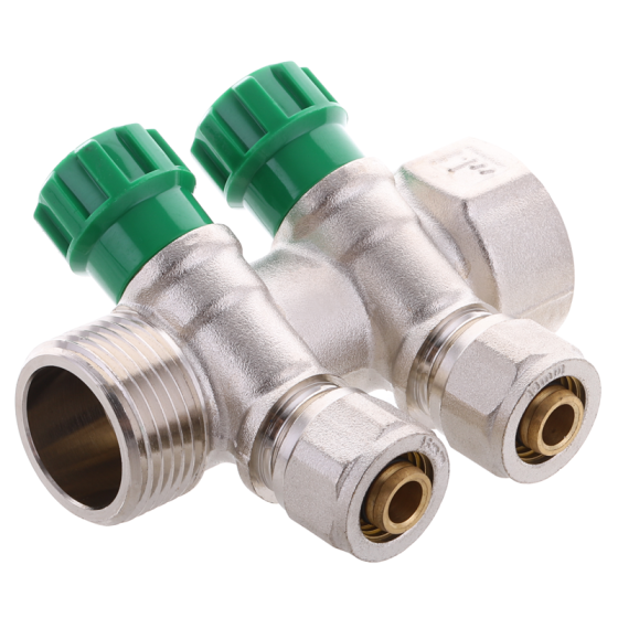 Колектор вентильний з фитингом Koer KR.1124-2 1"x2 ways (KR2832) Київ