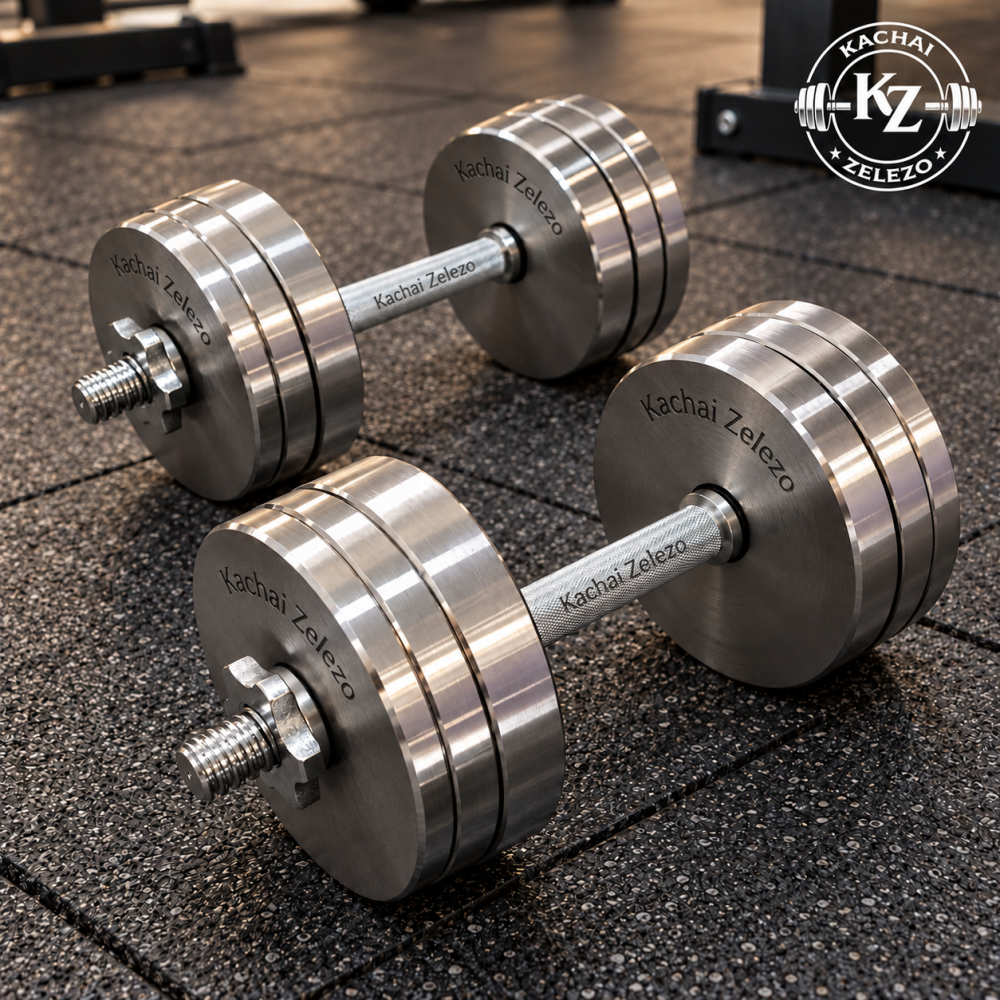 Гантели наборные 2 по 20 кг металлические без покрытия Kachai Zelezo Iron Pro Киев - изображение 10