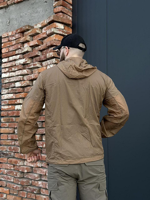 Літня тактична куртка койот для військових, з капюшоном, липучками та анатомічним кроєм Львів - фото 10