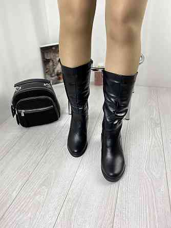 Чоботи жіночі Odzi чорні натуральна шкіра зима висота 27,5см размер 36 (2214) Коломия