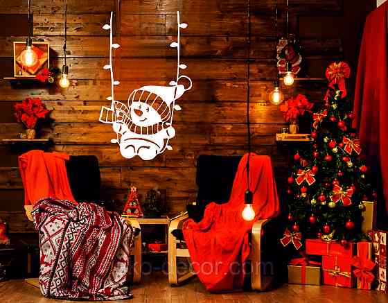 Декоративное настенное Панно «Снеговик», Декор на стену 110*68 см, Белый Киев