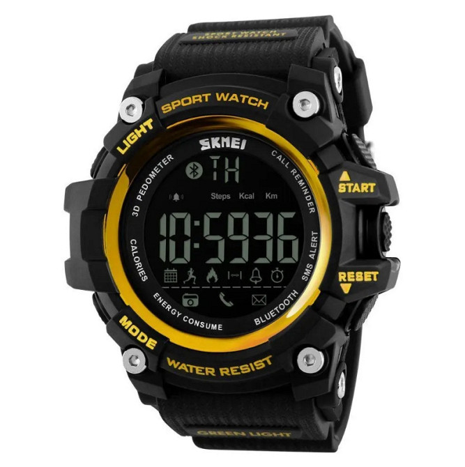 Спортивний годинник з Bluetooth Skmei 1227 Чорний з жовтим Київ - фото 1