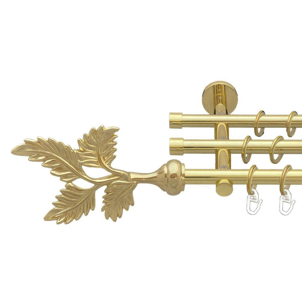 Карниз Orvit Папороть металевий трирядний циліндр (20 см) гладка труба кільце металеве Золото 16\16\16 мм 160 см (00-00014731) Львів - фото 1