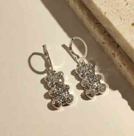 Серьги мишки для детей серебристые Киев