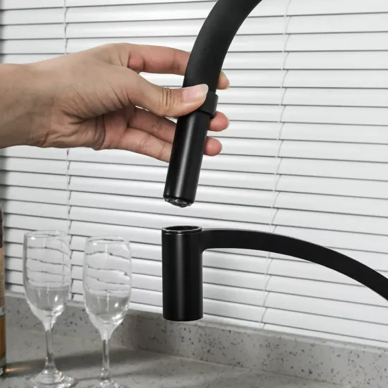 Змішувач для кухні Frap F4552-6 з гнучким виливом, чорний Київ