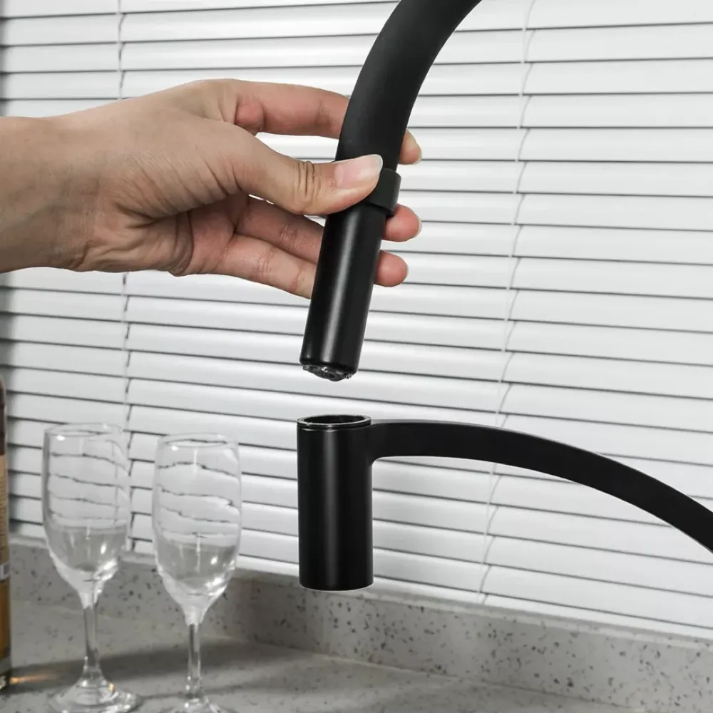 Змішувач для кухні Frap F4552-6 з гнучким виливом, чорний Київ - фото 3