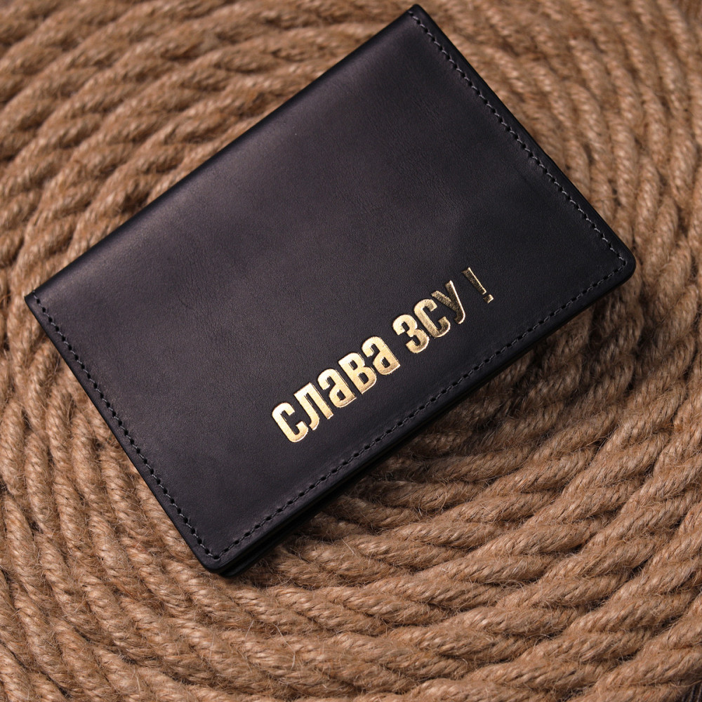 Надежная обложка на паспорт в винтажной коже Черная (GRANDE PELLE) Киев - изображение 2