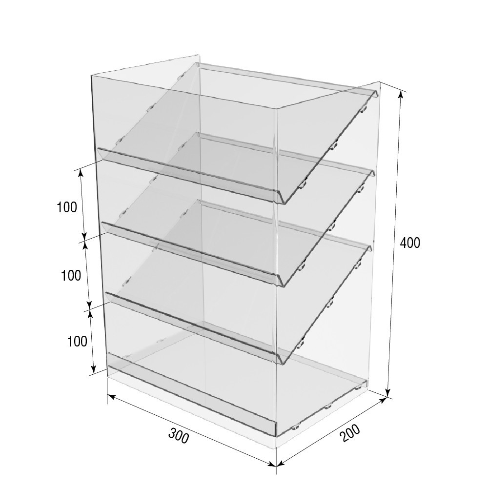 Підставка вітрина EKOSTAR 4 полиці 300х200х420 Київ - фото 8