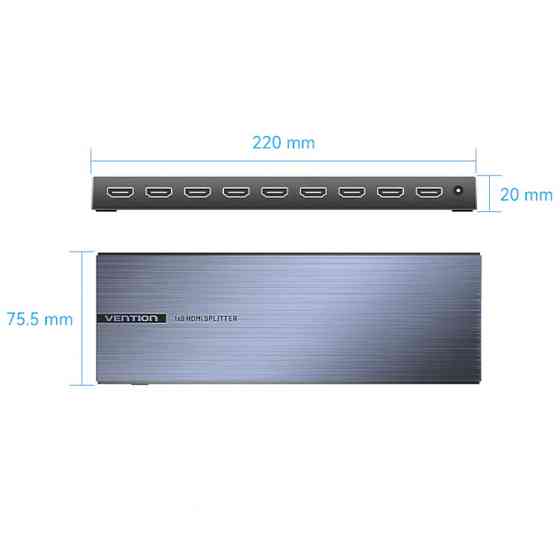 Сплітер HDMI 1.4 UHD 4K 30Hz 3D, HDCP 1x8 ports Чорний Vention Вінниця