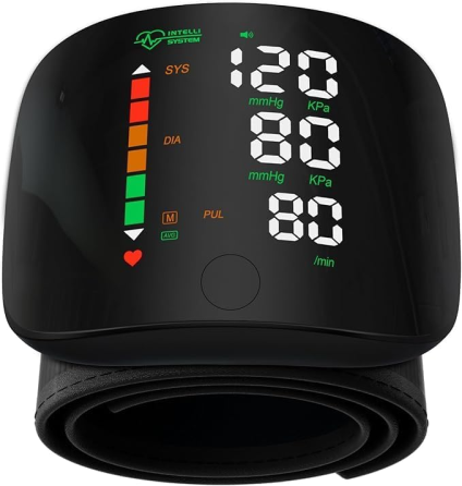 Автоматический тонометр на запястье Intelli System Black цифровой с сенсорным LED экраном, памятью на 198 измерений и футляром Киев