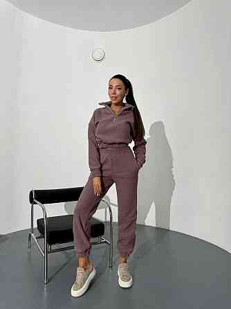 Женский теплый прогулочный костюм двойка: кофта и брюки двусторонний флис Мокко, 42/44 Одесса