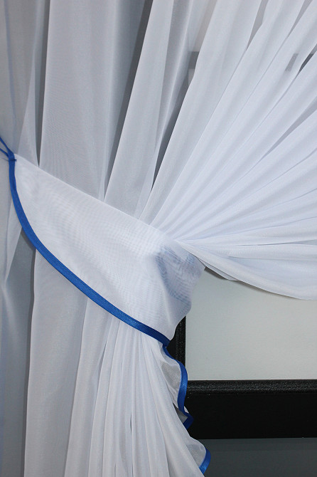 Кухонные шторки VR-Textil № 111к комбинированные белый с голубым 400х170 см (52-0787) Киев - изображение 4