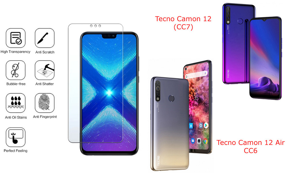 Защитное стекло NeoGlass для Tecno Camon 12 (CC7), Camon 12 Air CC6 – ультрапрозрачное и устойчивое Киев - изображение 4