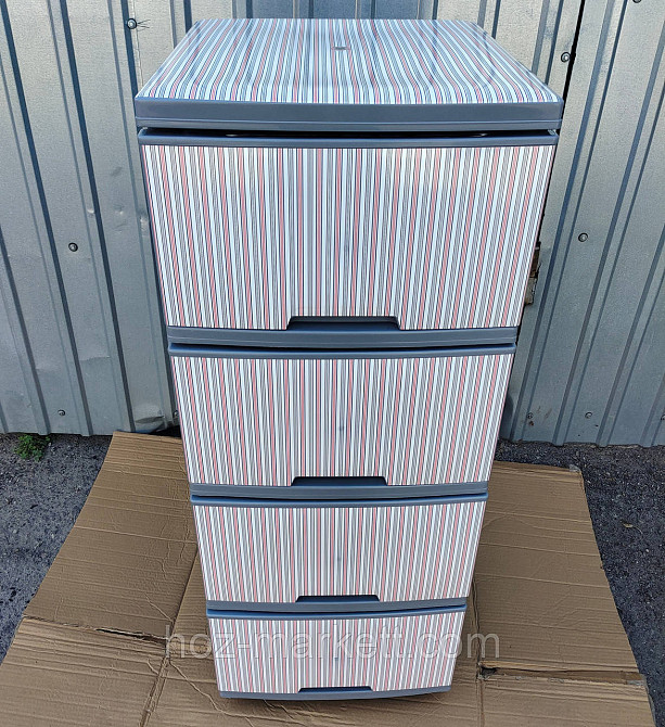 Пластиковий сірий комод Смужки рожеві Харків - фото 10