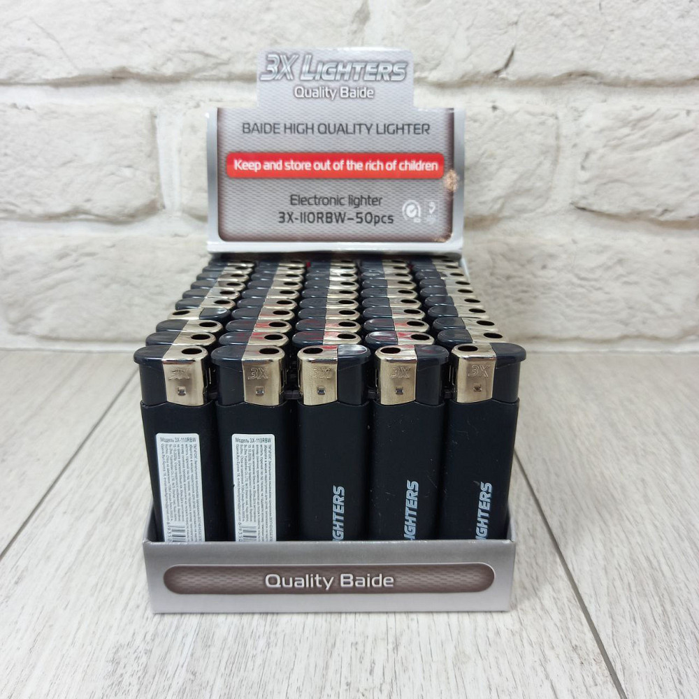 Зажигалка 3X прорезиненная черная уп/50шт Харьков - изображение 3