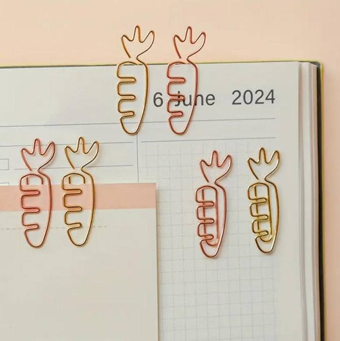 10 шт. Скріпки для паперу у формі морквини | Кольорові креативні закладки, мультяшні канцелярські ак Київ - фото 2