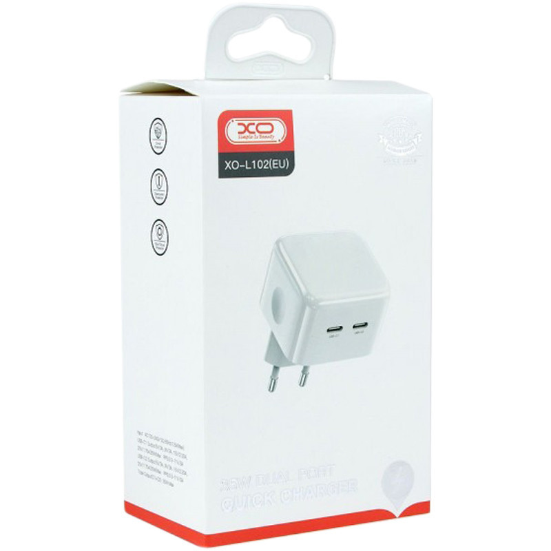 Мережевий зарядний пристрій XO L102 2Type-C 35W White Рівне - фото 2