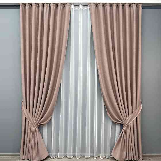 Комплект готових штор VR-Textil TWEED_V № 1916ш Пудровий 150х290 см 2 шт (33-0984) Київ