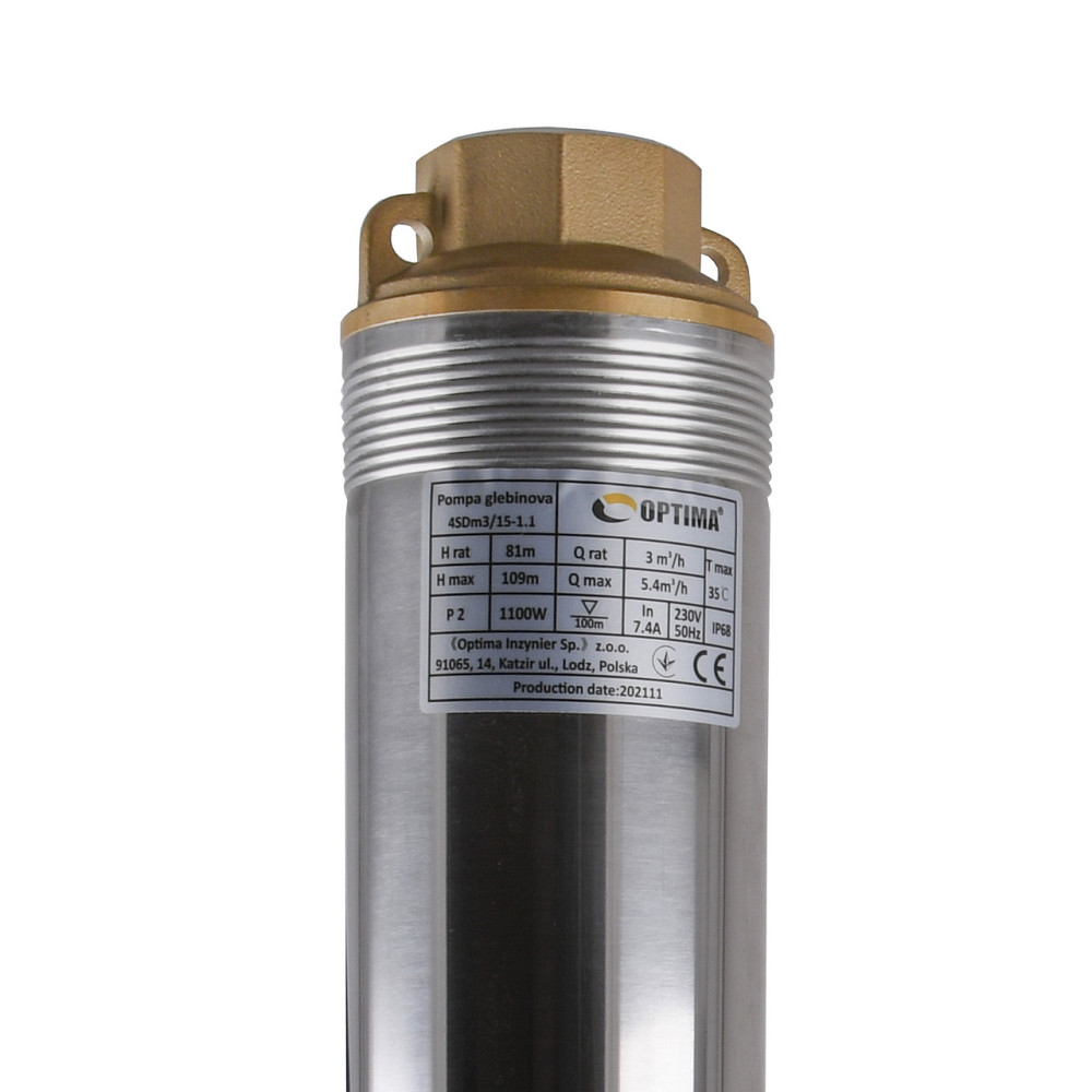 Насос свердловинний з підв. стійк. до піску OPTIMA 4SDm3/15 1.1 кВт 109м + пульт+кабель 60м NEW (000023193) Київ - фото 3