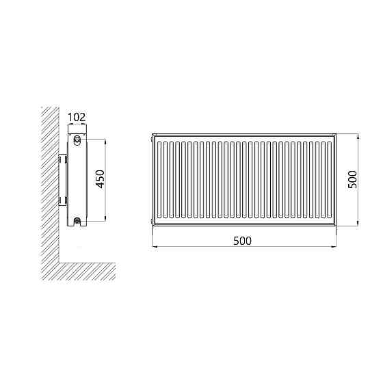 Радиатор стальной Thermo Alliance IMAS 22 тип 500х500 боковое подключение 957 Вт Киев