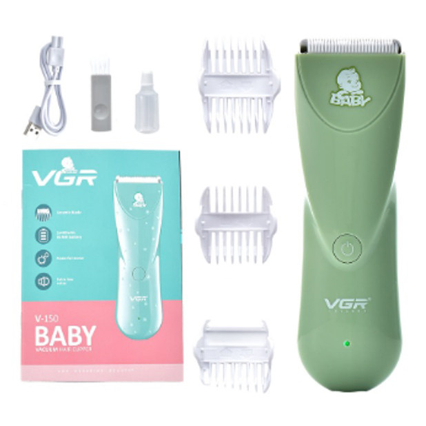 Дуже тиха бездротова машинка для стрижки волосся дітей VGR V-150 з насадками. Колір: зелений SH-62 Івано-Франківськ - фото 2
