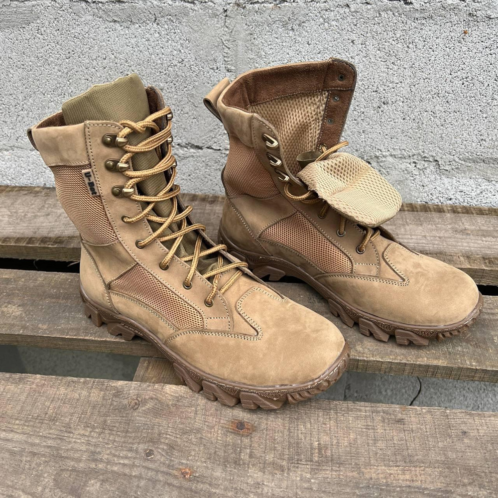 Військові чоловічі тактичні літні берці койот на шкірі , прошиті та проклеєні для зсу Львів - фото 8